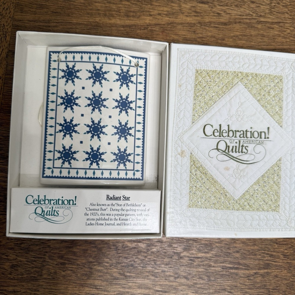 Celebration of American Quilts Hanging Tile new porcelain Radiant Star 1992